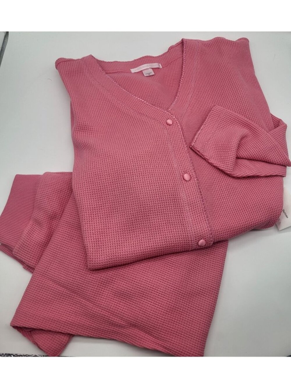Victoria's Secret M Vintage y2k Pajama Lounge Set Thermal Pink Jogger 2PC NWOT